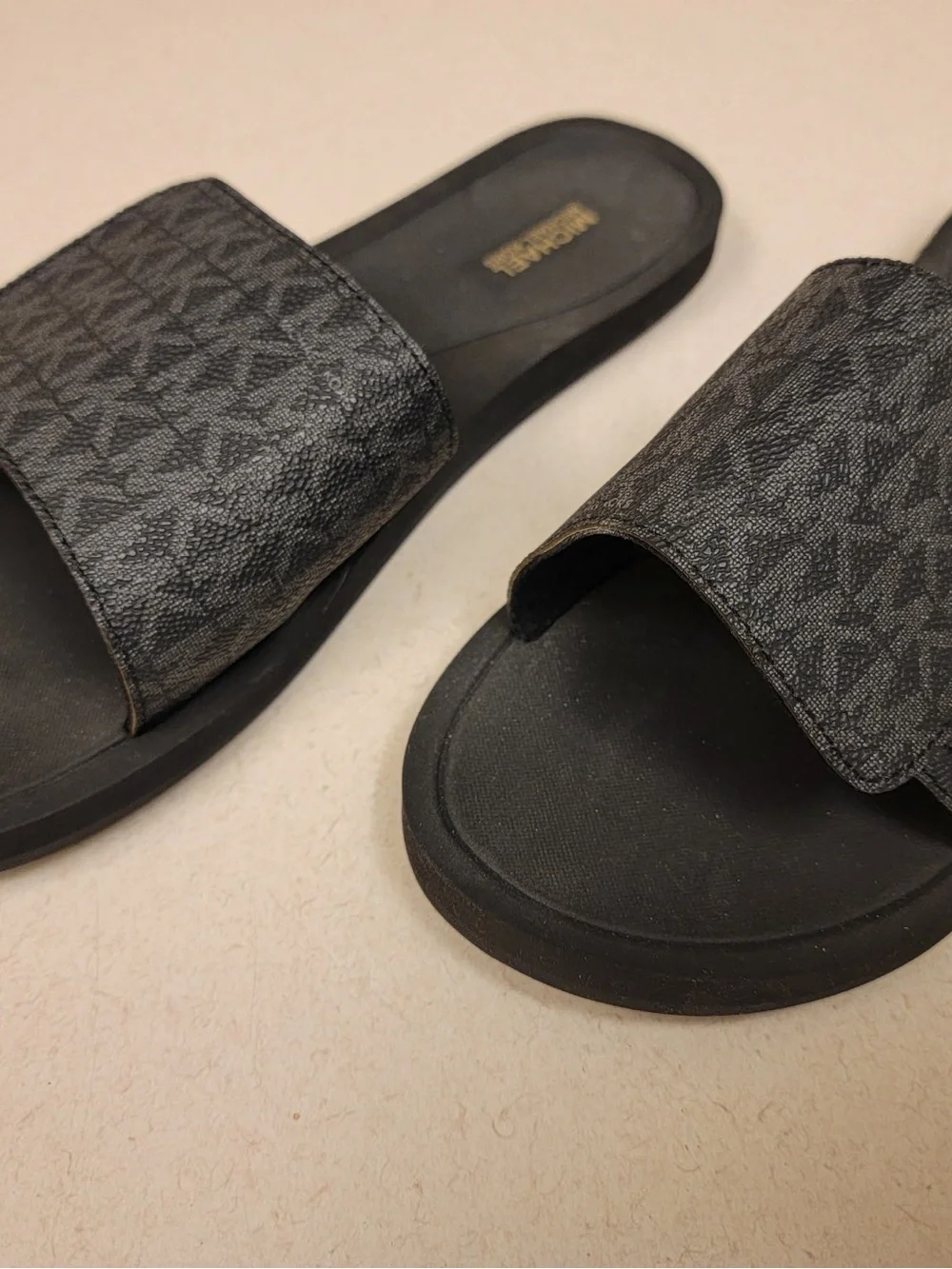 Michael Kors Black MK Logo Slide Sandals